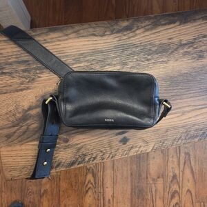 Fossil Black Leather Camera Bag